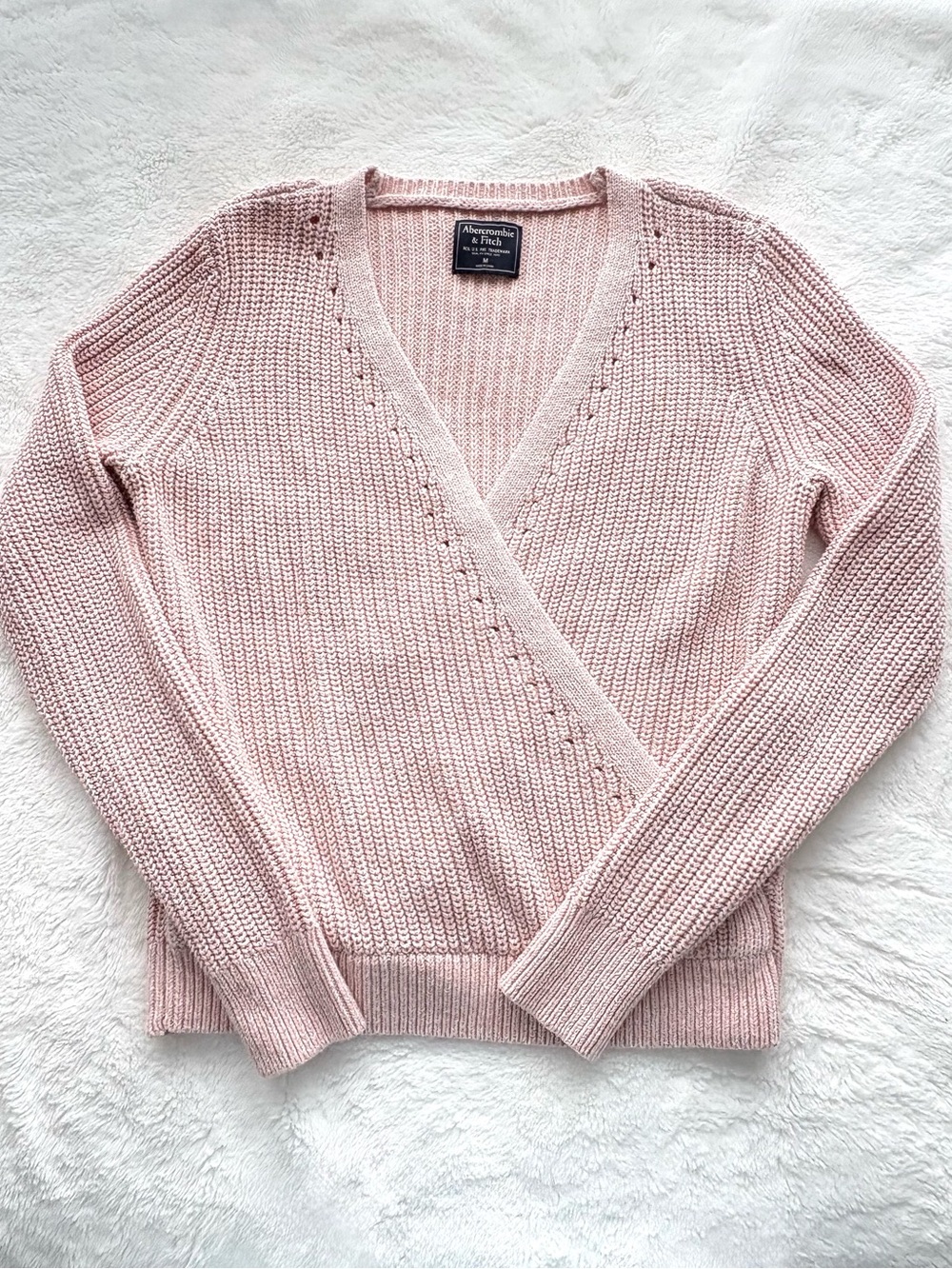 Abercrombie & Fitch Light Pink Wrap V-Neck Knit Sweater, M